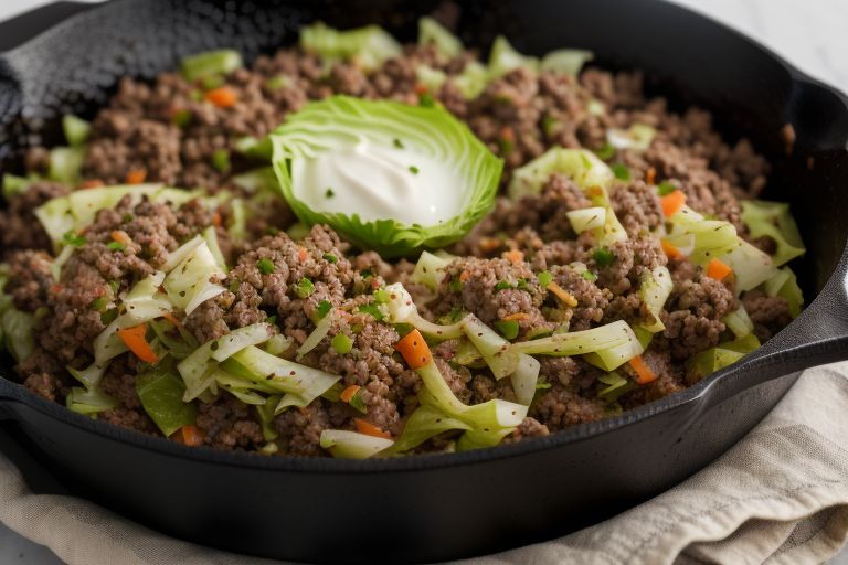Easy Keto Recipes with Ingredients and Instructions - Cabbage and Ground Beef Skillet